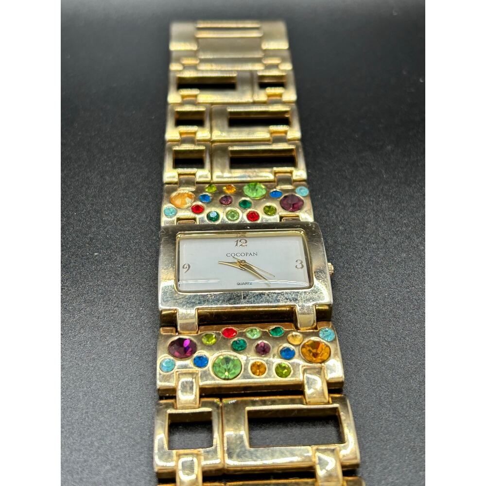 Suzanne Somers Gold Tone Crystal Bracelet Watch Multi-Color Rhinestone Dial - Picture 9 of 13